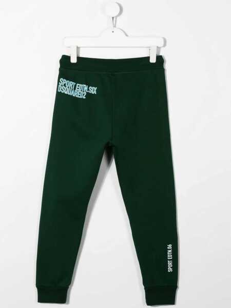 Pantaloni casual DSQUARED2 Plush Pants Leaf Logo On Front Leg GREEN Baieti (BM 9416138) 2