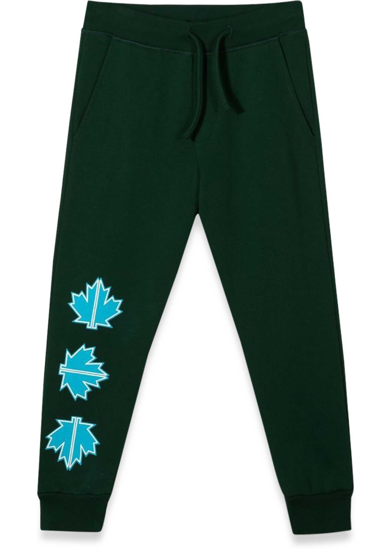 DSQUARED2 Plush Pants Leaf Logo On Front Leg GREEN