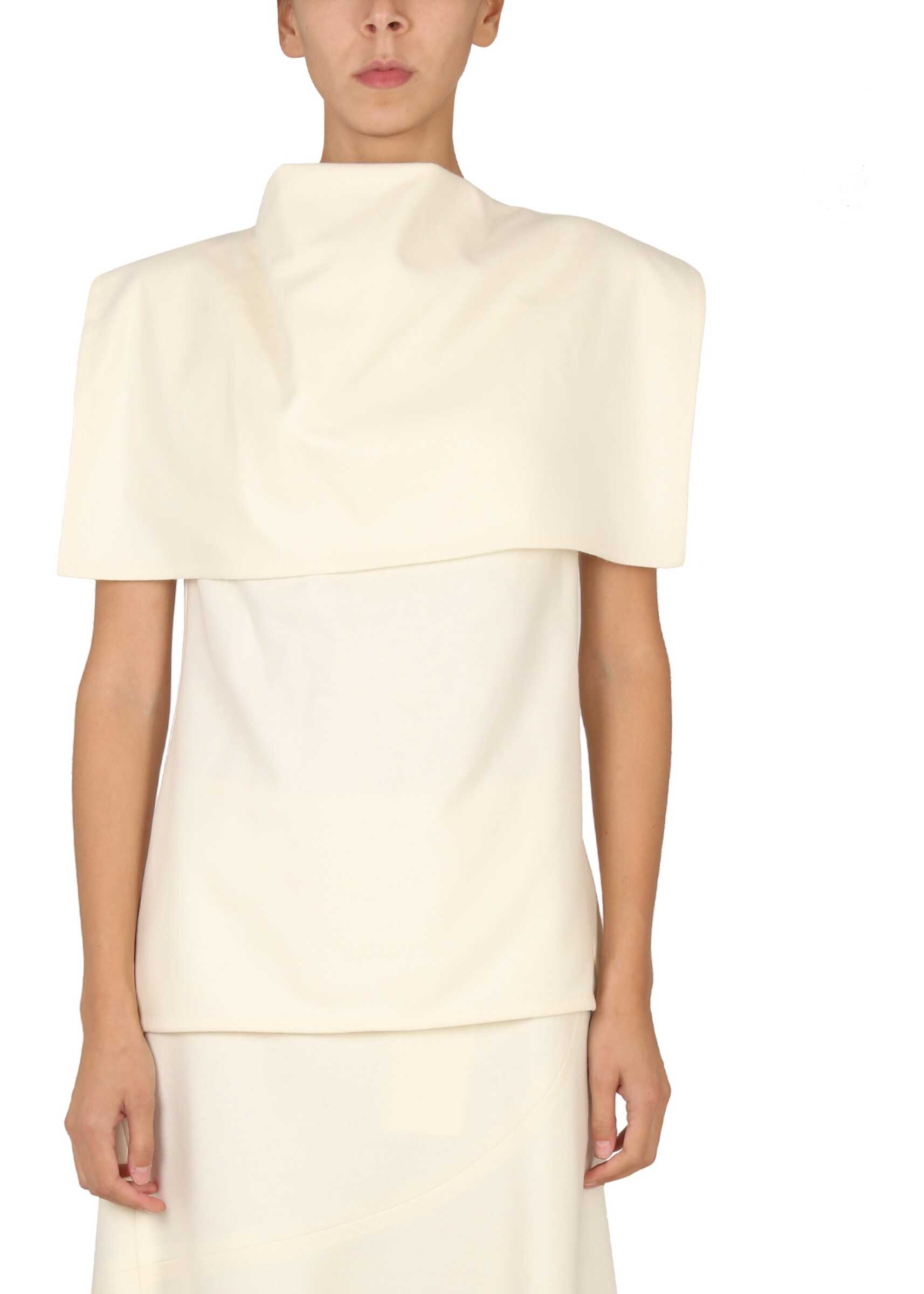 Jil Sander Wool Tops. WHITE