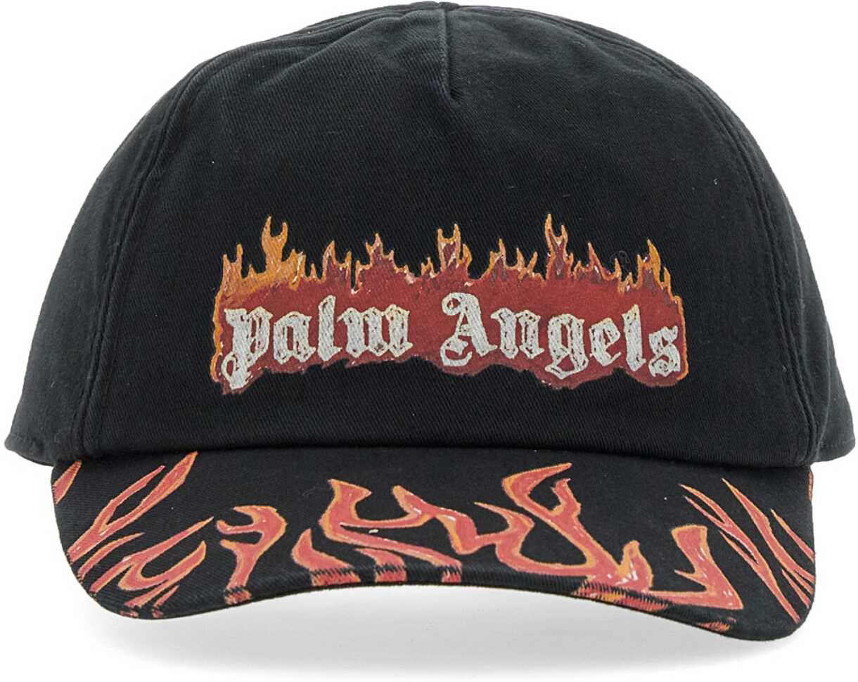 Palm Angels Burning Logo Baseball Hat BLACK