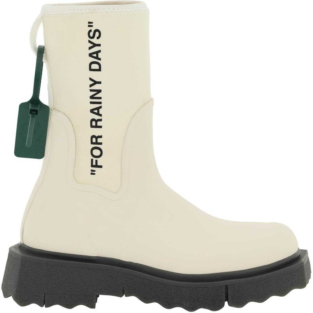 Off-White Sponge Sole Rain Ankle Boots WHITE BLACK