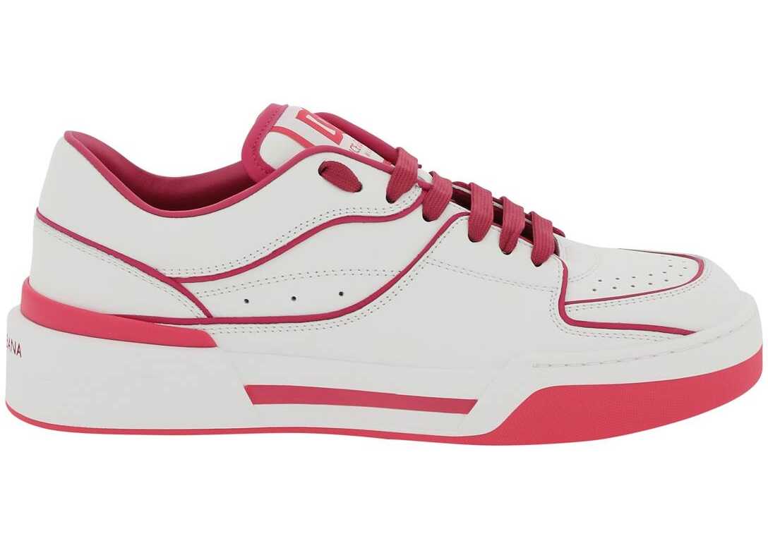 Dolce & Gabbana \'New Roma\' Leather Sneakers BIANCO ROSA SHOCKING