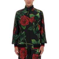 Bluze Sweatshirt With Zipper And Rose Print Barbati