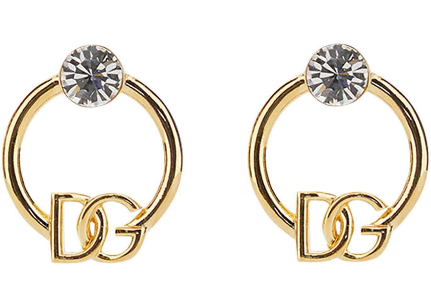 Dolce & Gabbana Rhinestone And Logo Hoop Earrings GOLD image0