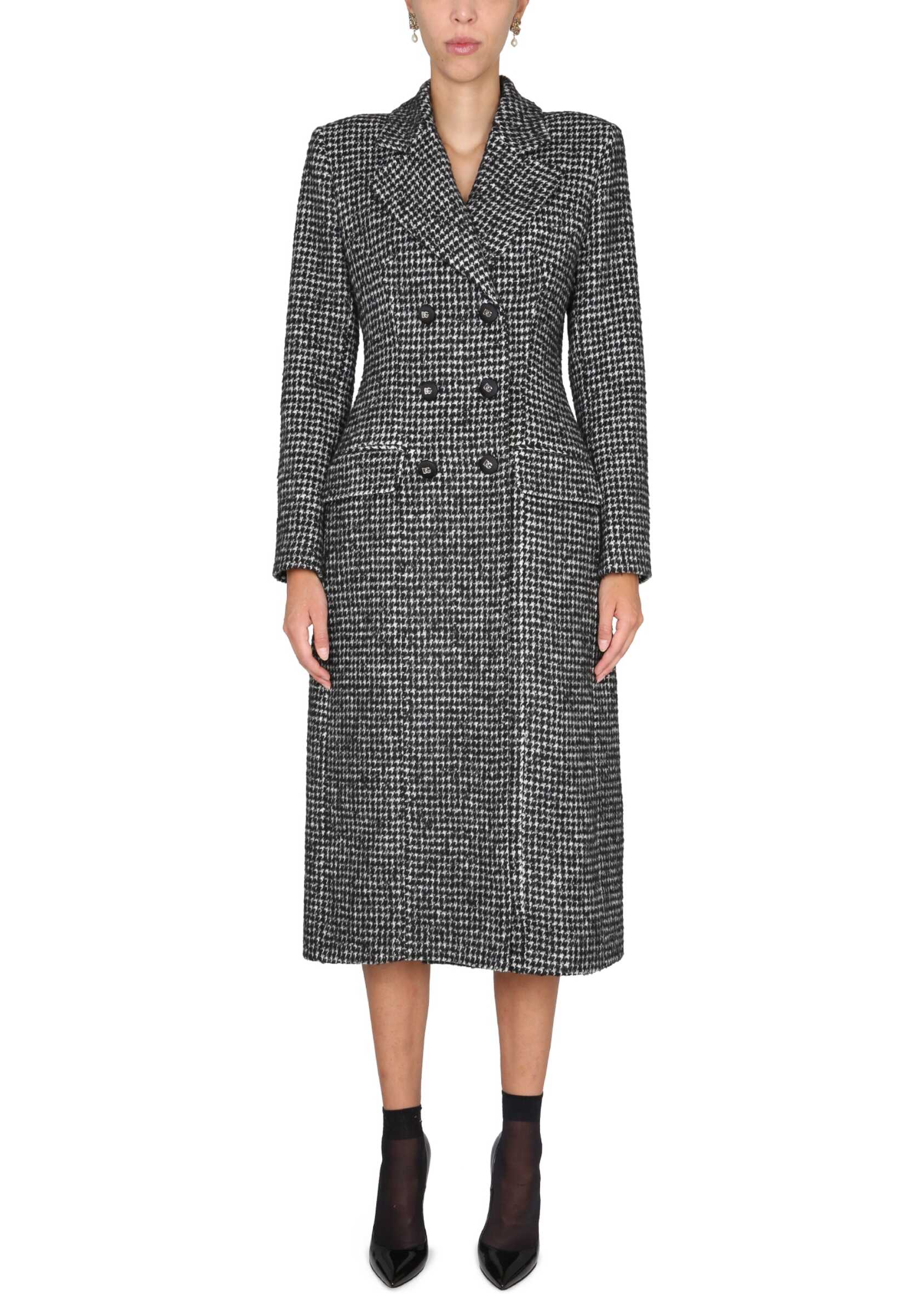 Dolce & Gabbana Houndstooth Pattern Coat MULTICOLOUR