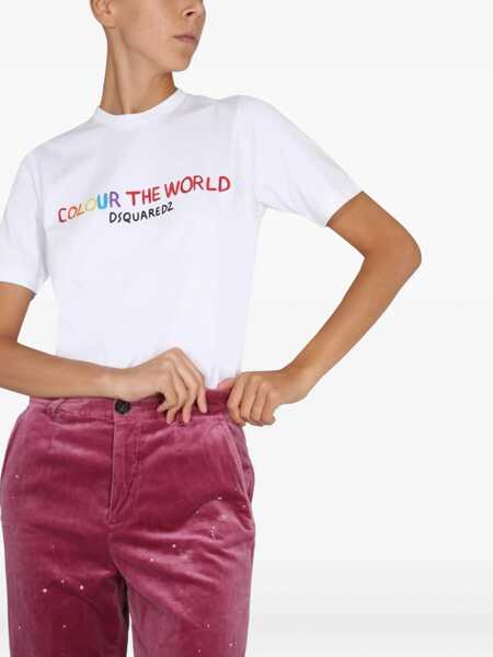 Tricouri DSQUARED2 T-Shirt With Logo WHITE Femei (BM 9420632) 4