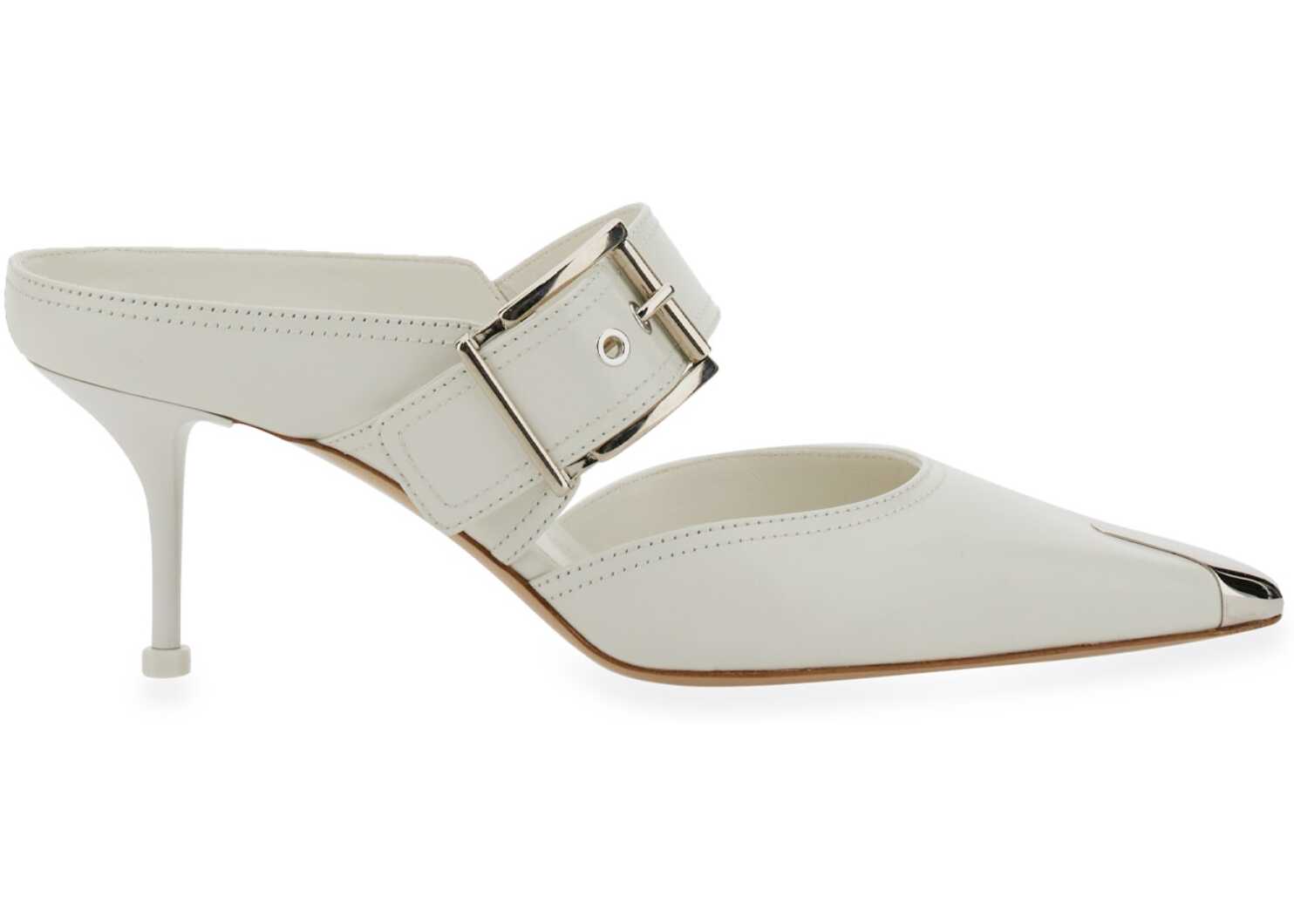 Alexander McQueen Punk Sandal With Buckle WHITE