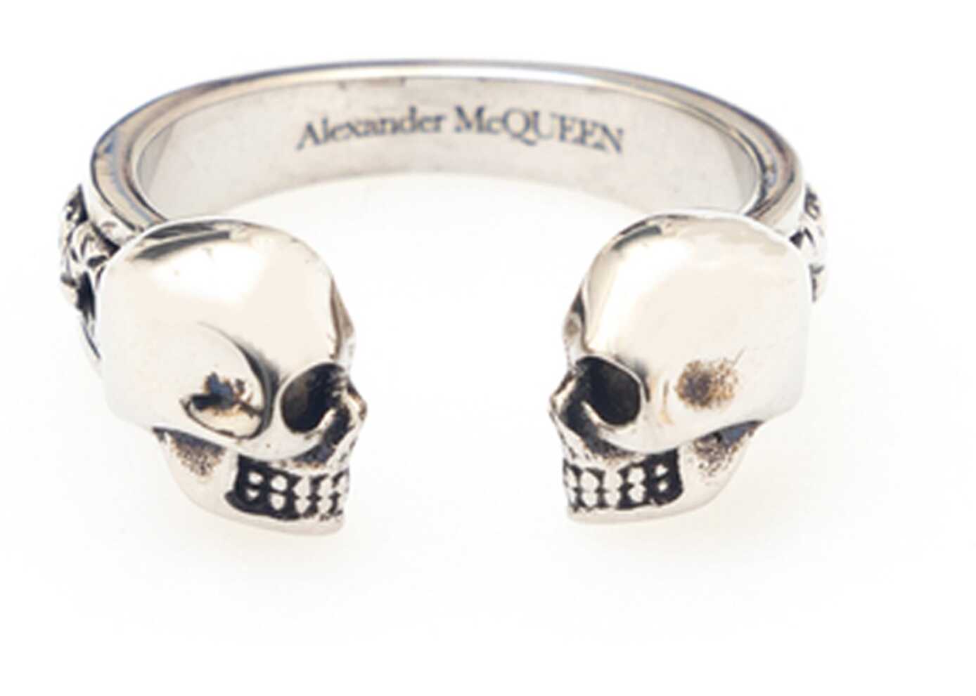 Alexander McQueen Twin Skull Ring SILVER image