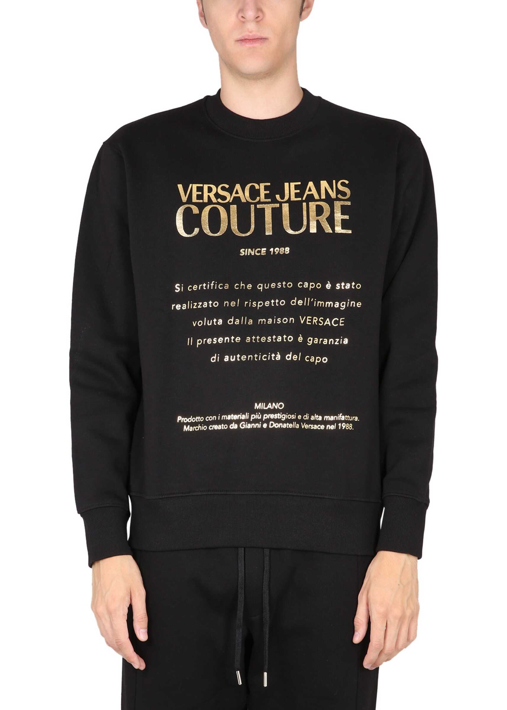 Versace Jeans Couture Crewneck Sweatshirt With Logo BLACK