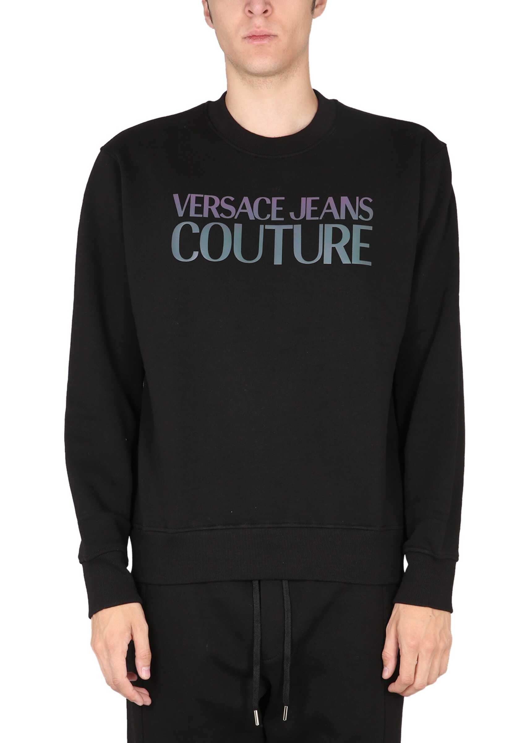 Versace Jeans Couture Crewneck Sweatshirt With Logo BLACK