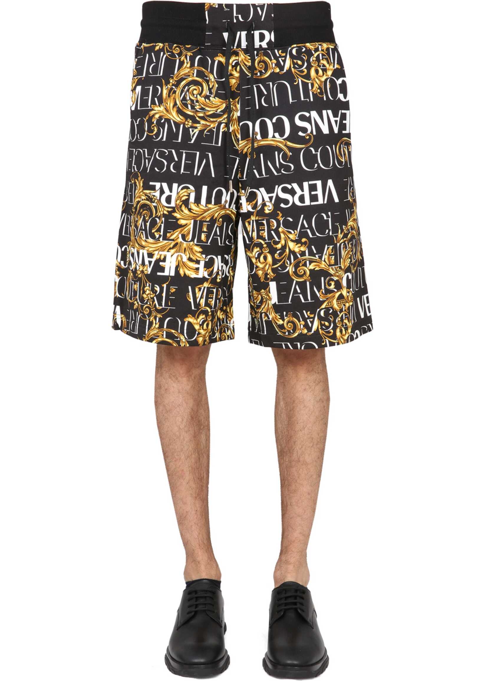 Versace Jeans Couture Bermuda Shorts With Garland Print BLACK