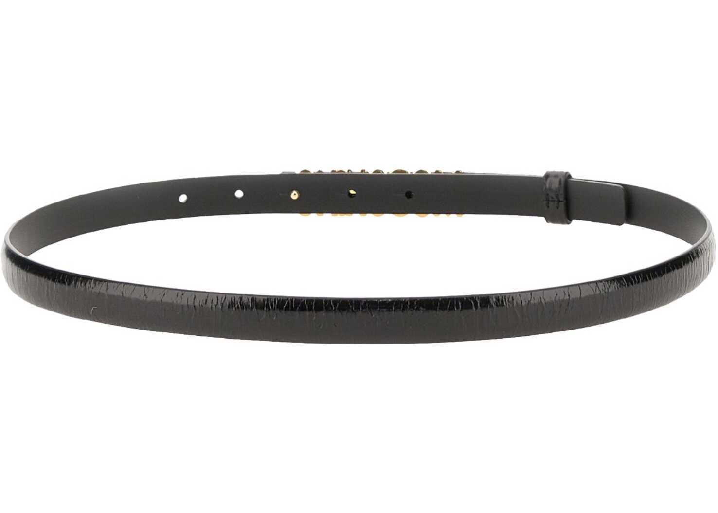 Moschino Thin Belt With Logo Buckle BLACK