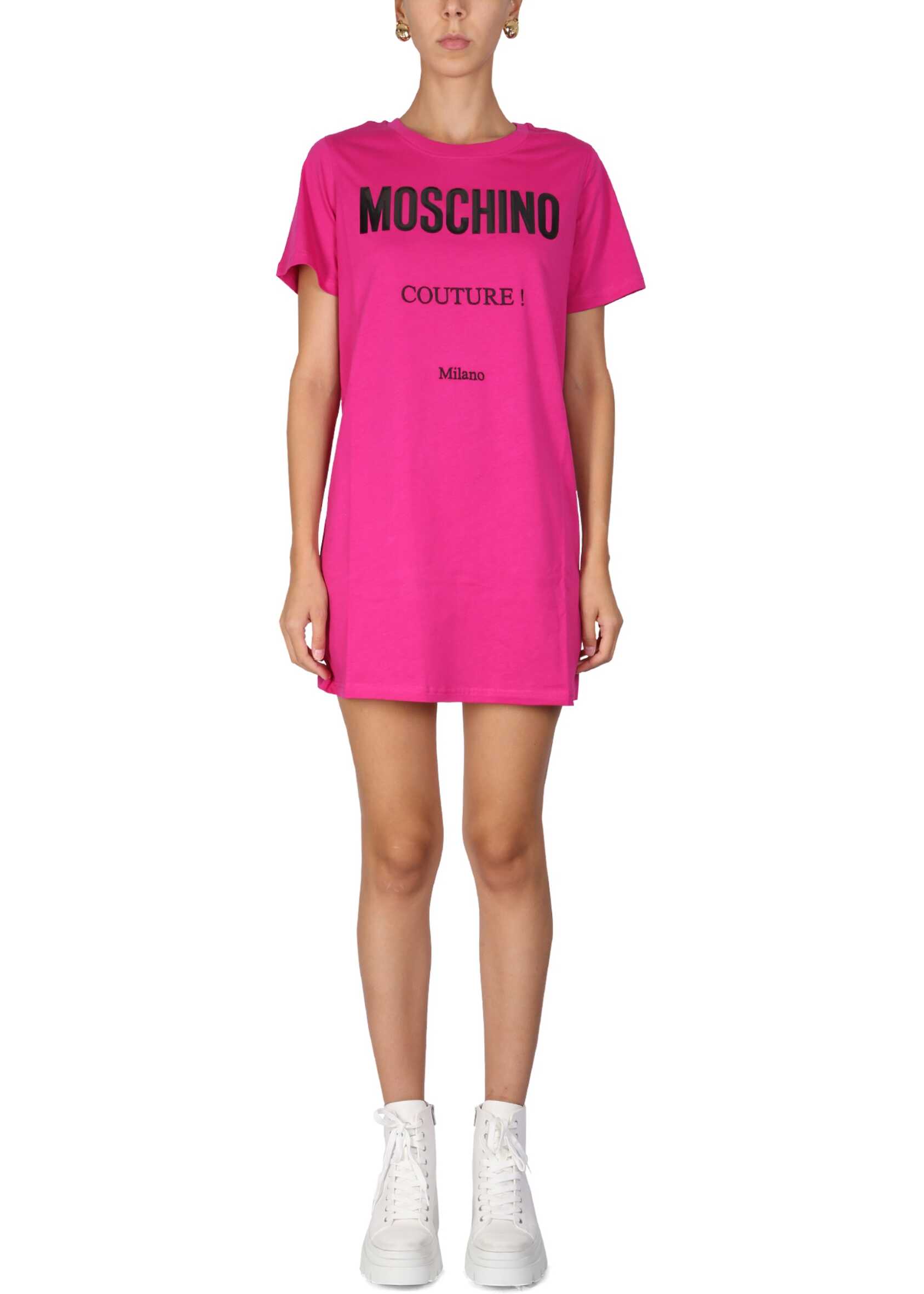 Moschino Vinyl Logo Dress FUCHSIA