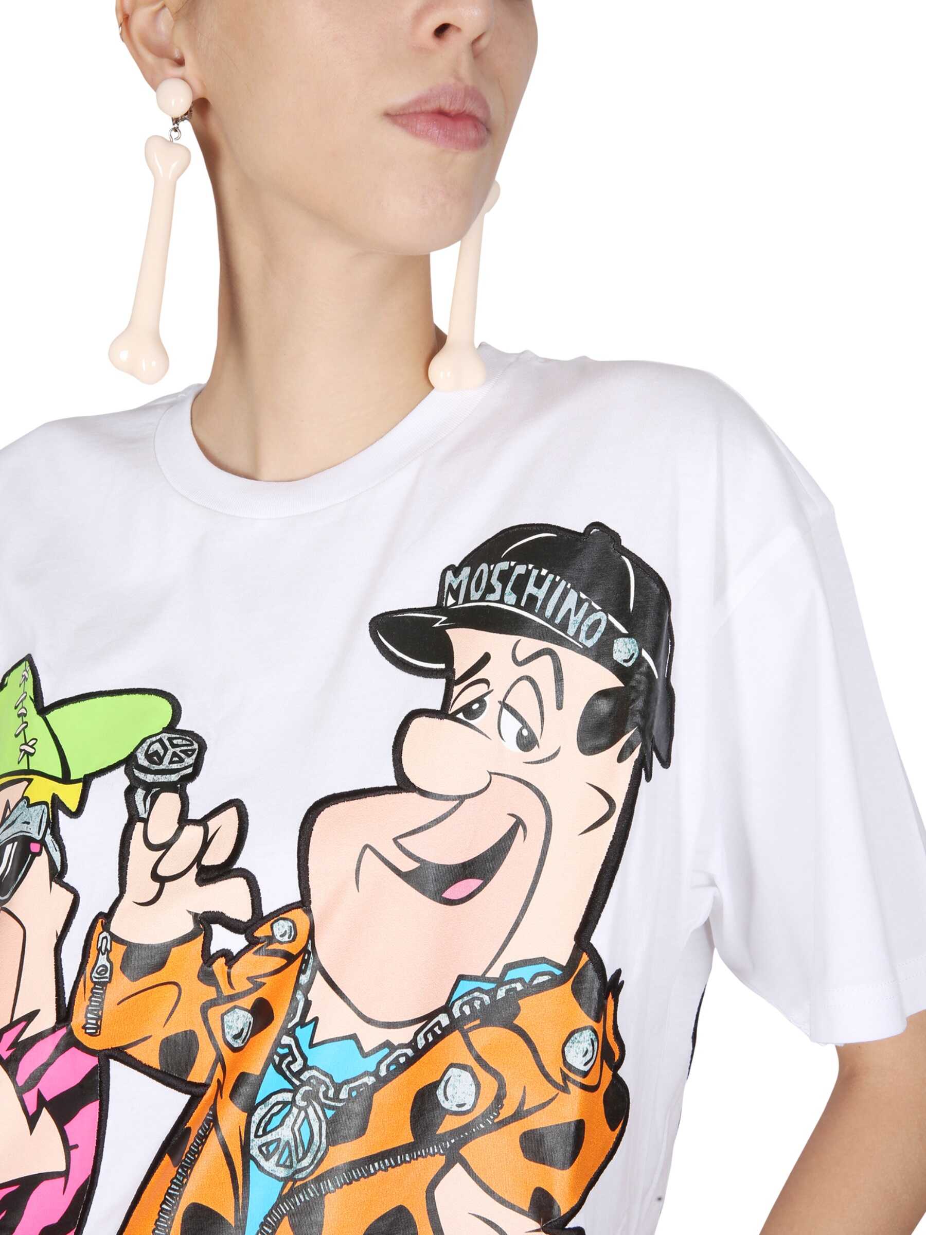 Moschino Flinstones Print T-Shirt WHITE