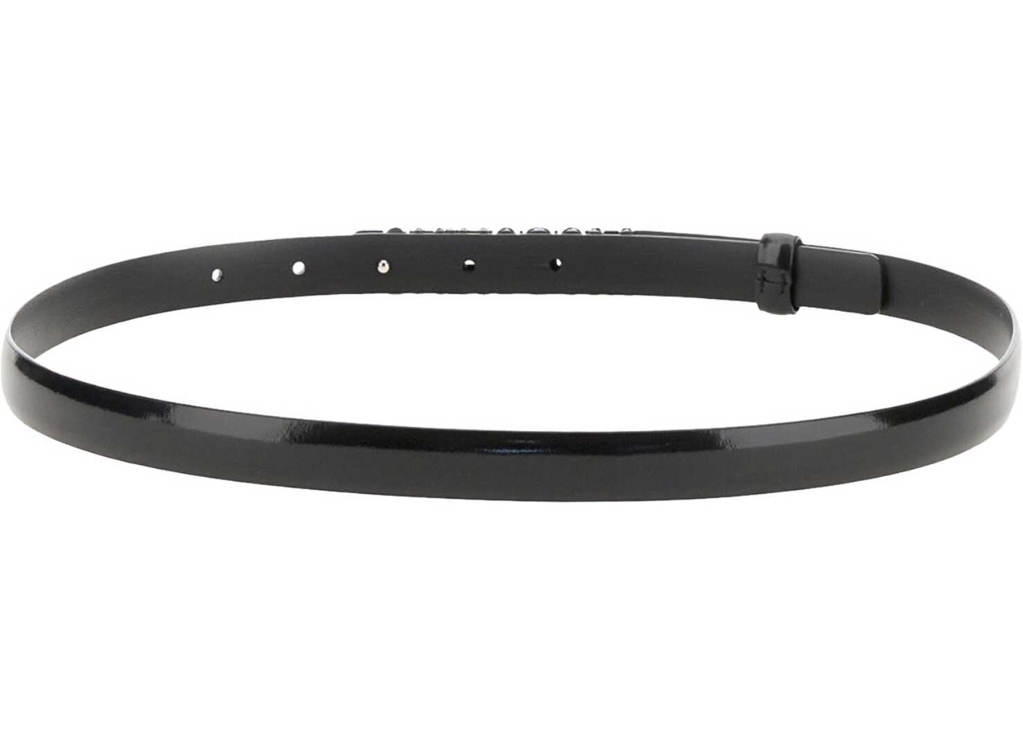 Moschino Thin Belt With Logo Buckle BLACK