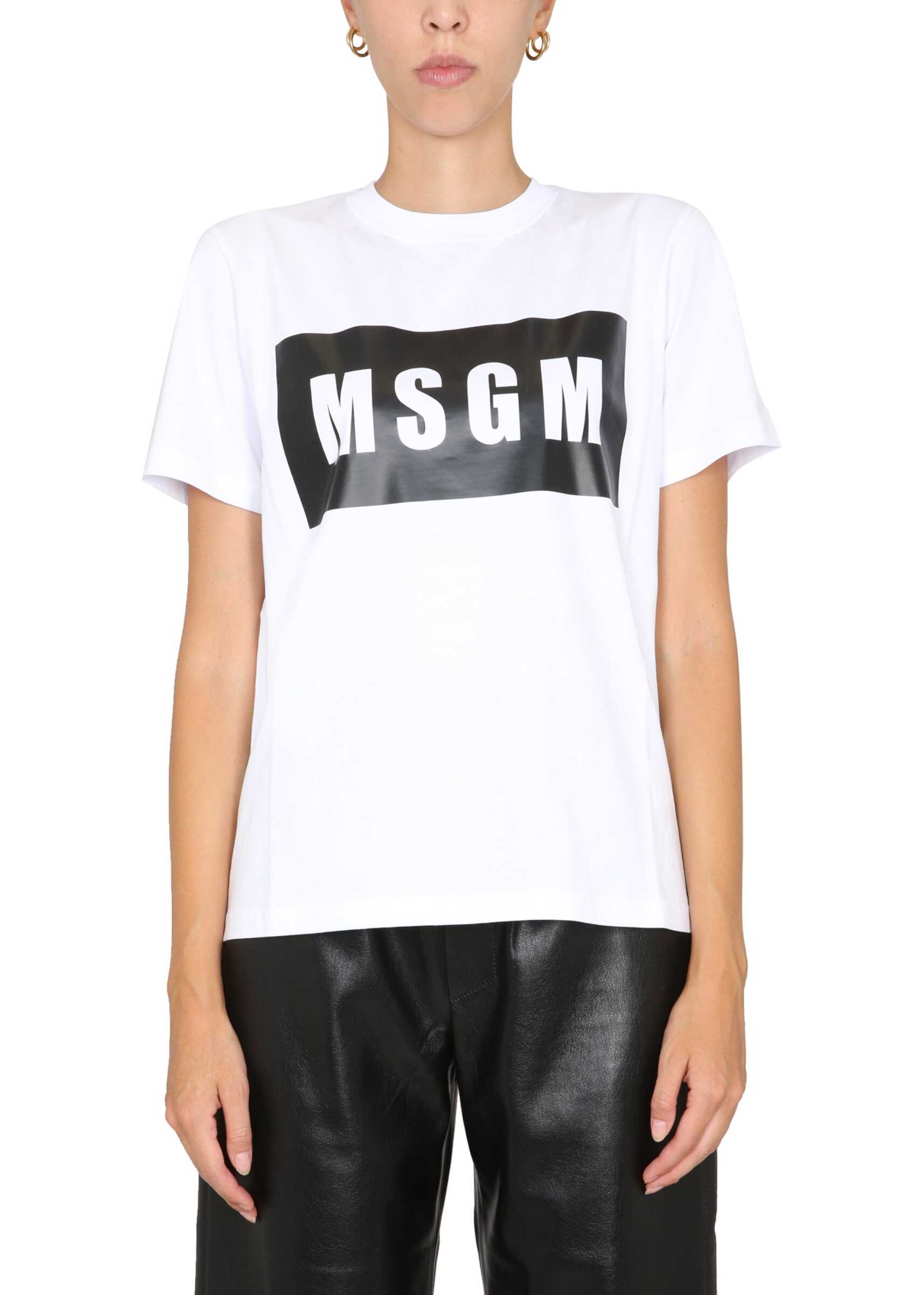 MSGM T-Shirt With Logo Box WHITE