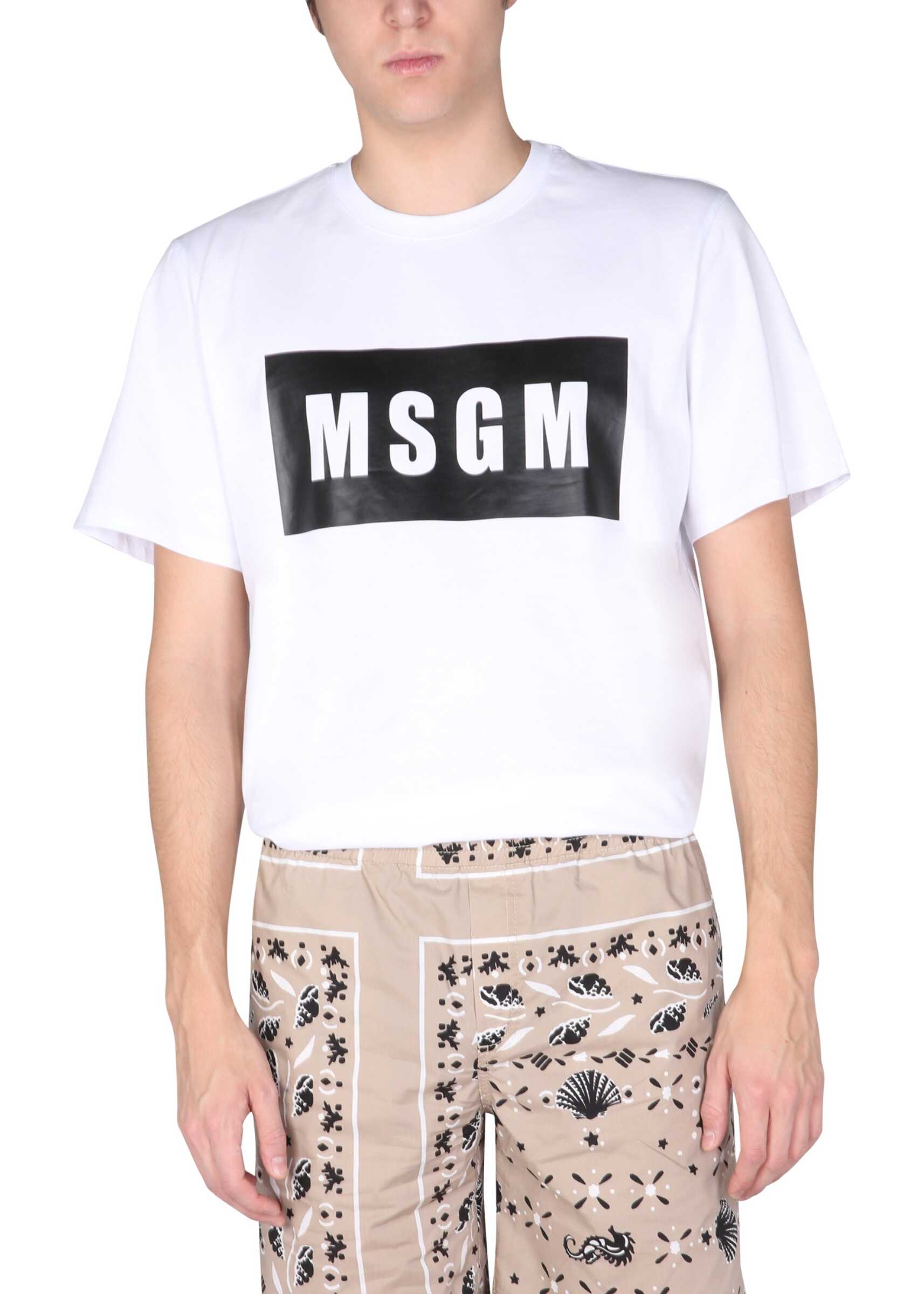 MSGM T-Shirt With Logo Box WHITE