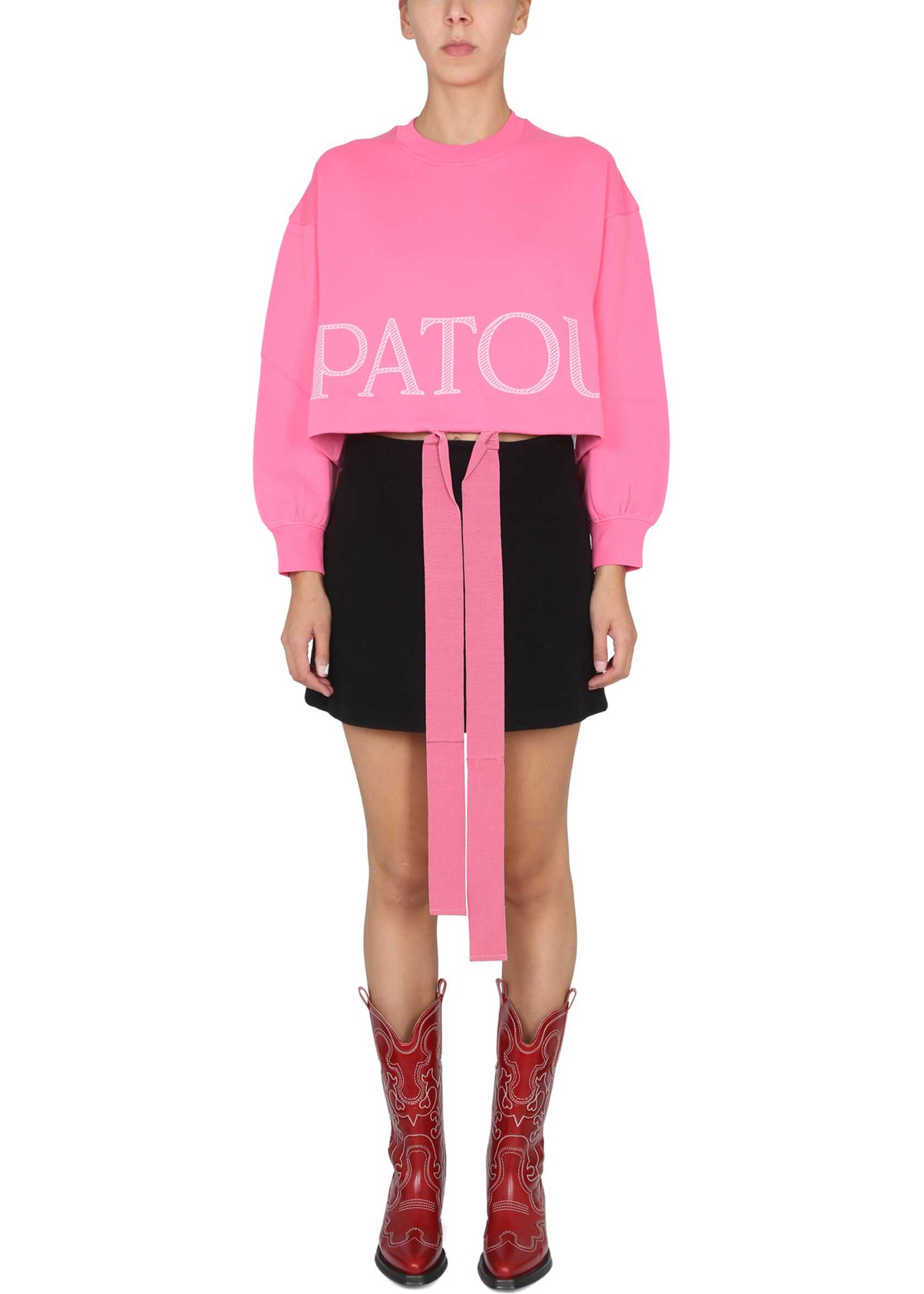 Patou Cropped Sweatshirt With Logo PINK