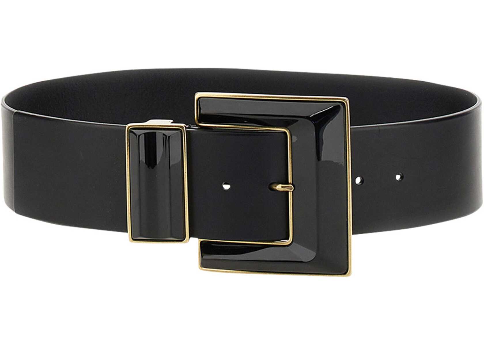 ETRO Belt With Geometric Maxi Buckle BLACK