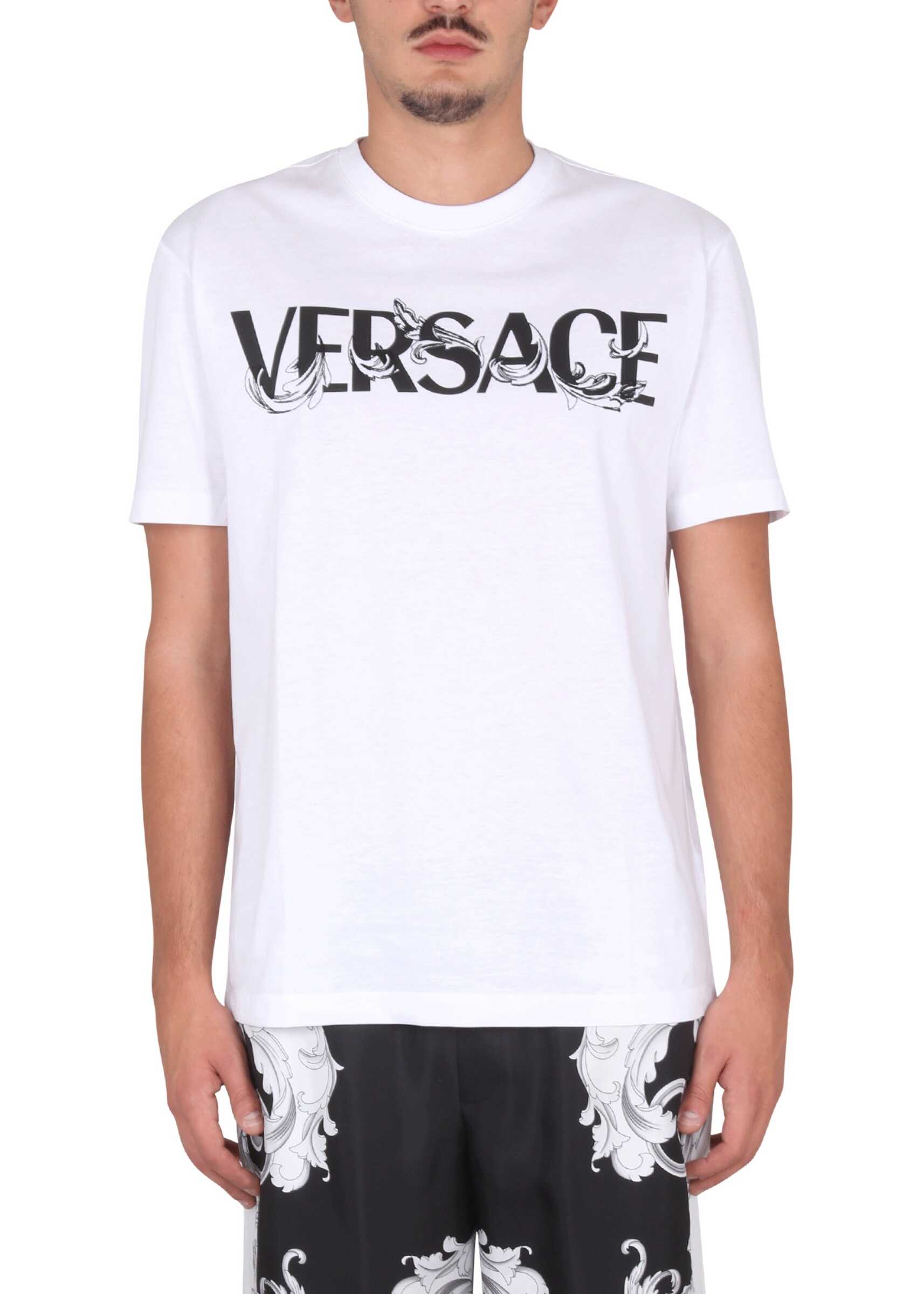 Versace T-Shirt With Baroque Logo WHITE