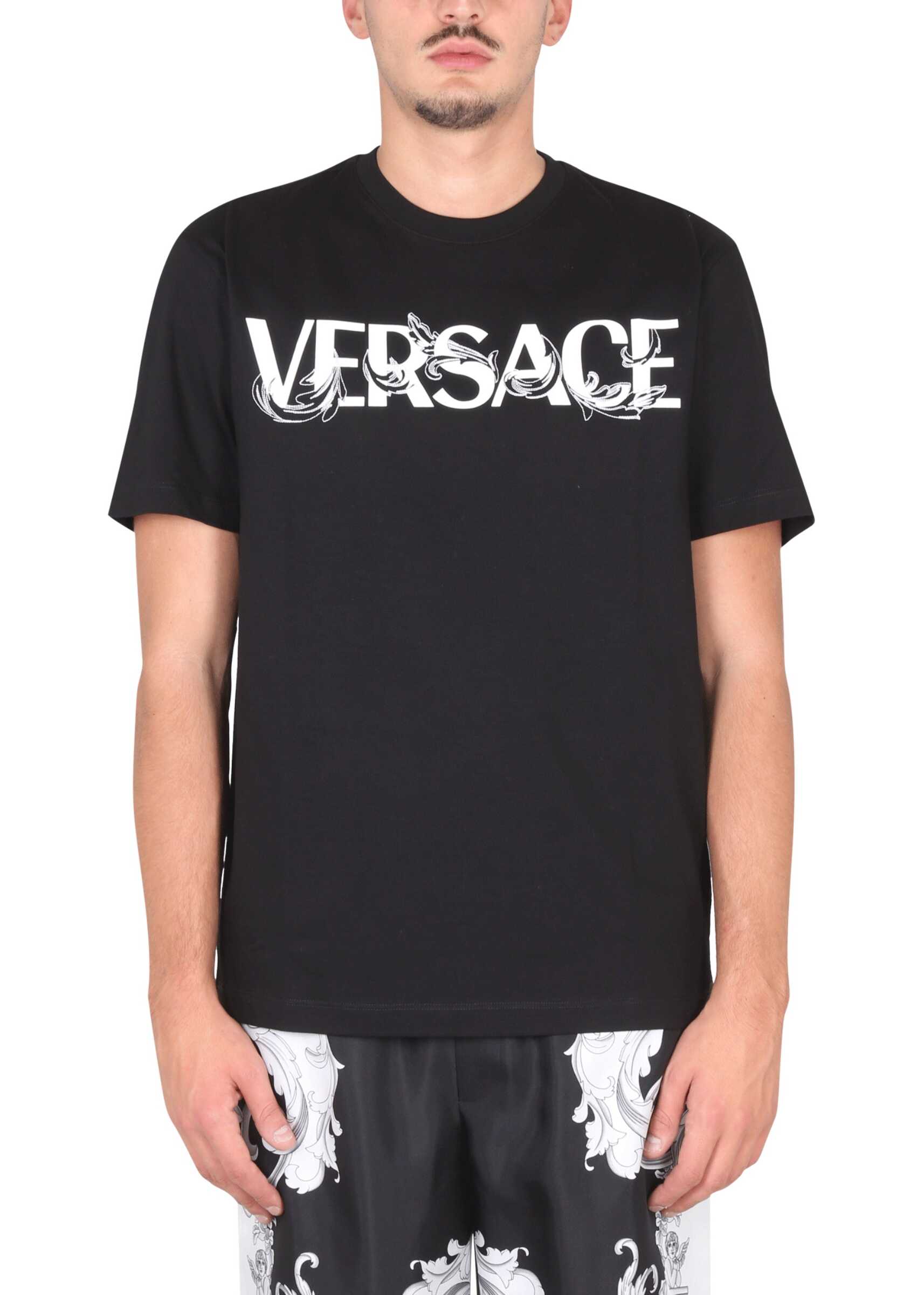 Versace T-Shirt With Baroque Logo BLACK