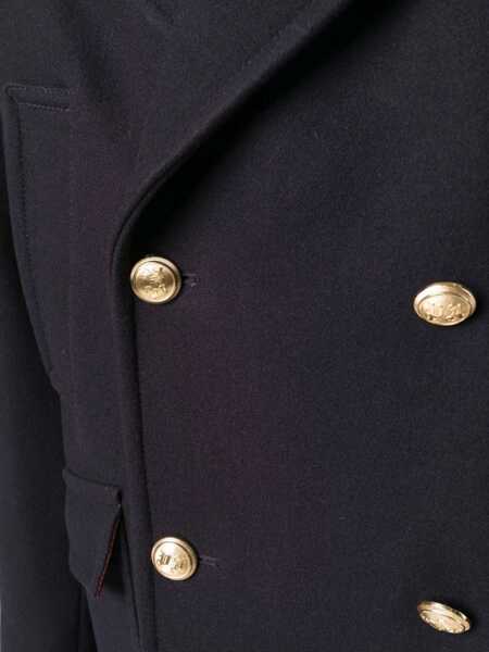 Paltoane Palm Angels Double-Breasted Coat BLUE Barbati (BM 9427811) 5