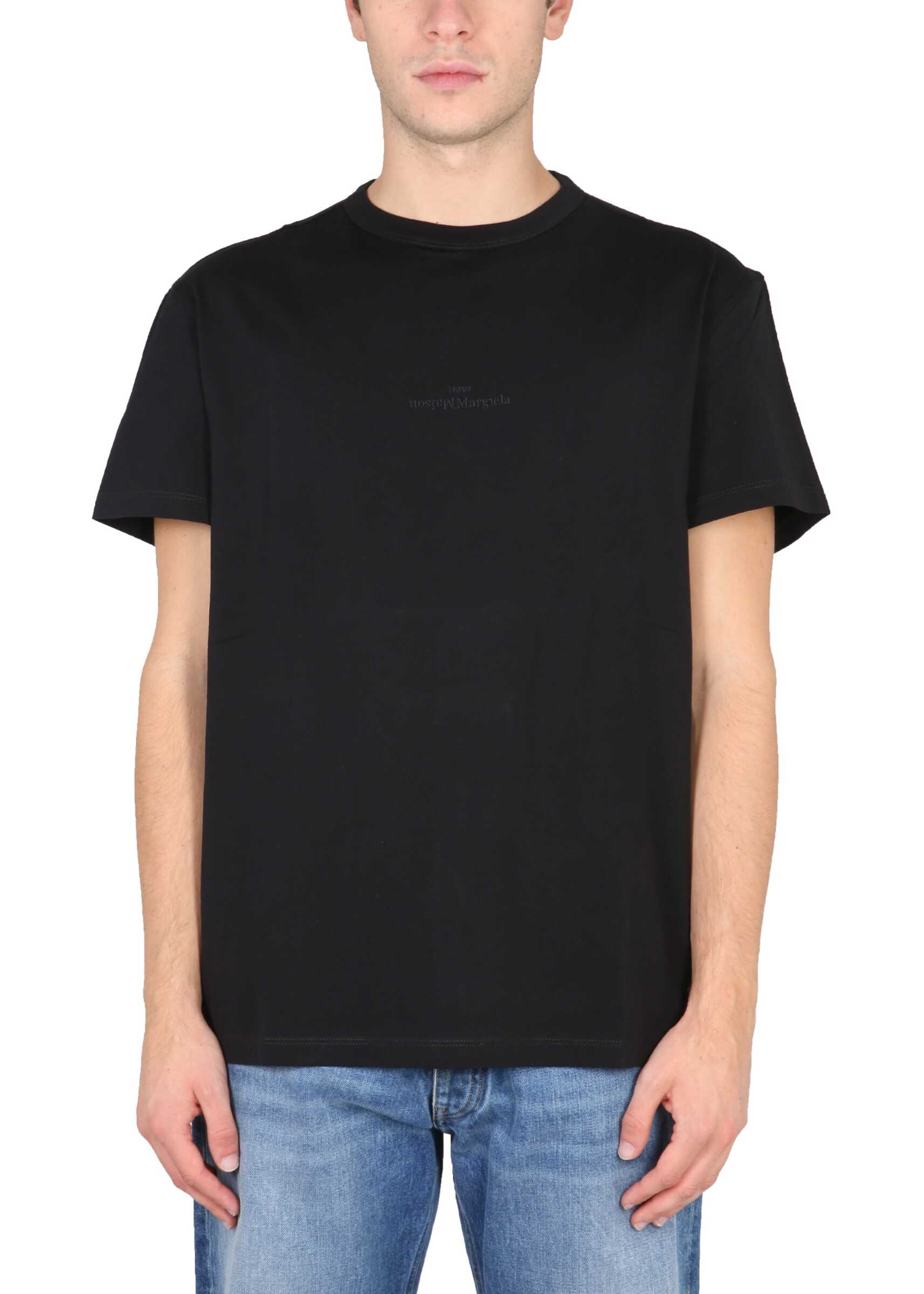 Maison Margiela T-Shirt With Logo Embroidery BLACK