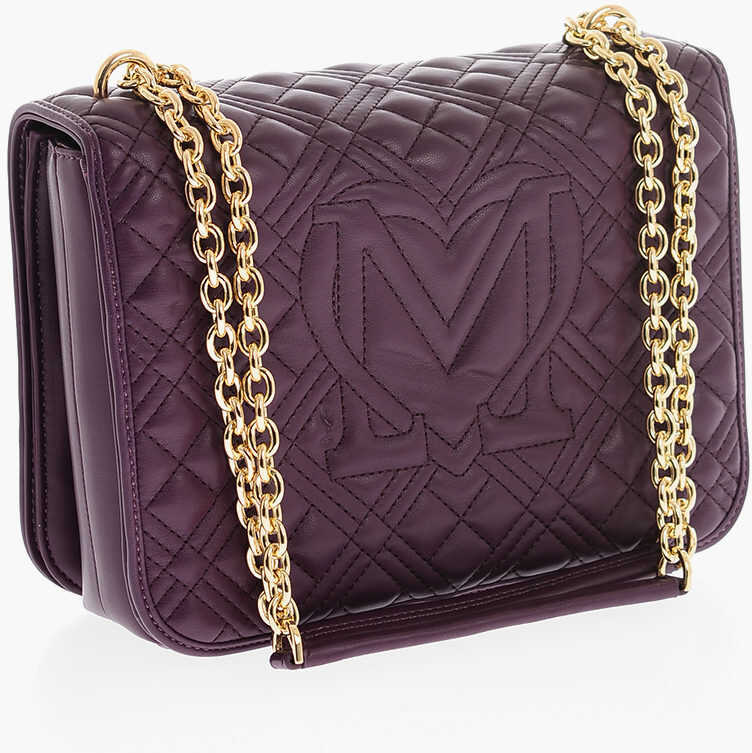 Genti de umar Moschino Love Quilted Faux Leather Shoulder Bag Violet Femei (BM 9440897) 2