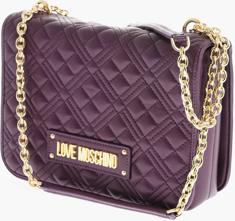 Genti de umar Moschino Love Quilted Faux Leather Shoulder Bag Violet Femei (BM 9440897) 3