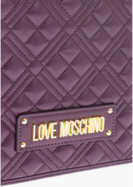 Genti de umar Moschino Love Quilted Faux Leather Shoulder Bag Violet Femei (BM 9440897) 4