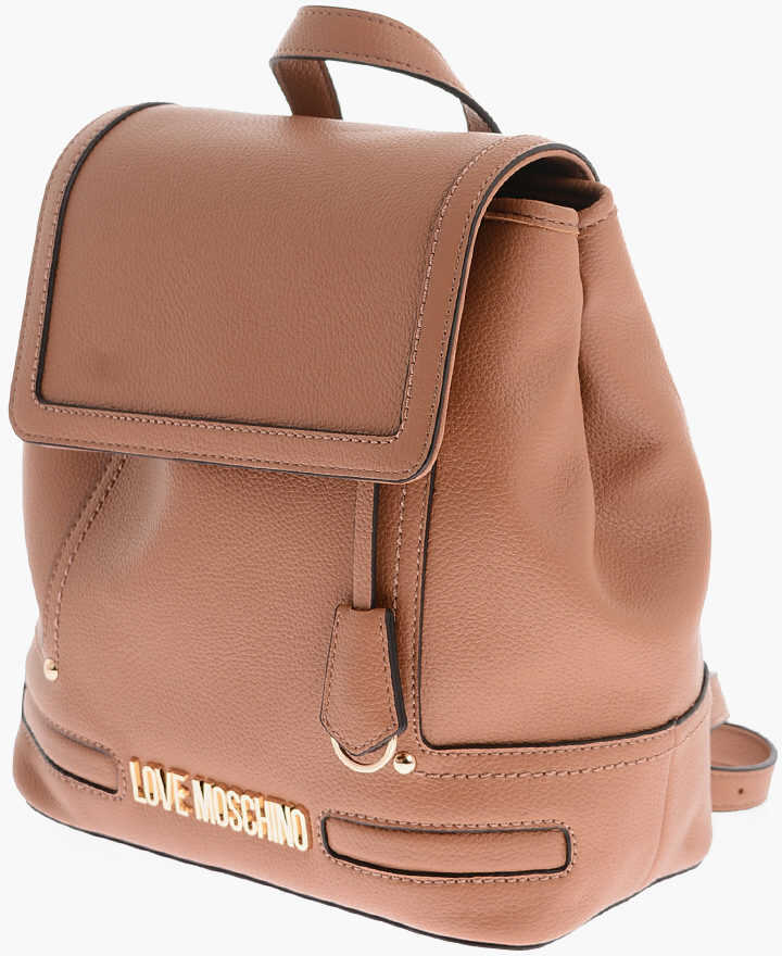 Poze Moschino Love Solid Color Faux Fur Backpack Brown