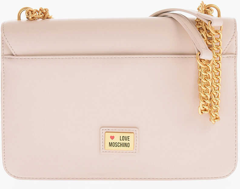 Genti de umar Moschino Love Faux Leather Shoulder Bag With Golden Chain Beige Femei (BM 9441092) 2