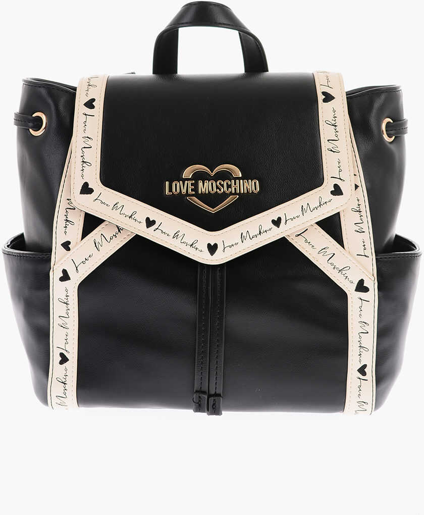 Moschino Love Eco-Leather Backpack With Contrast Logoed Detail Black