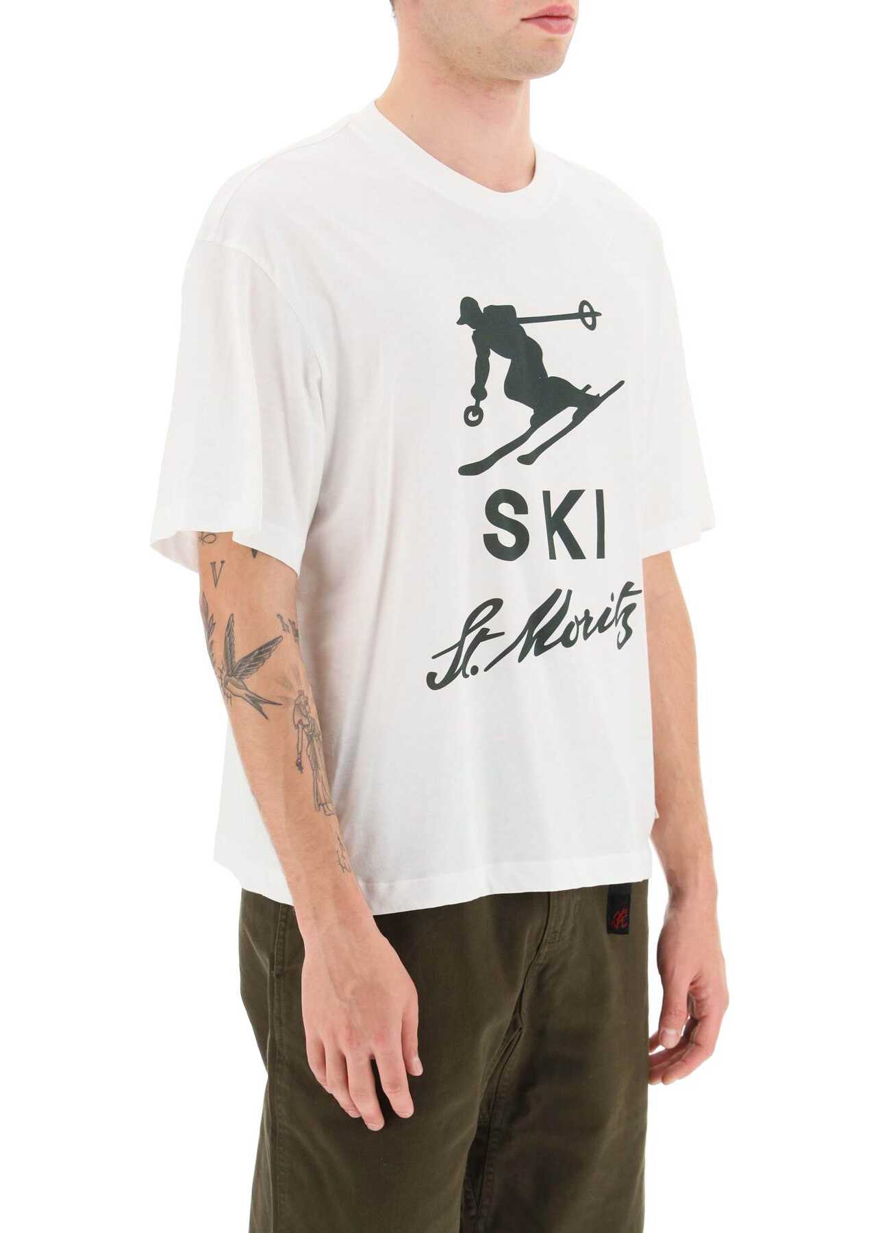 Bally \'Ski St. Moritz\' Print T-Shirt BONE 15