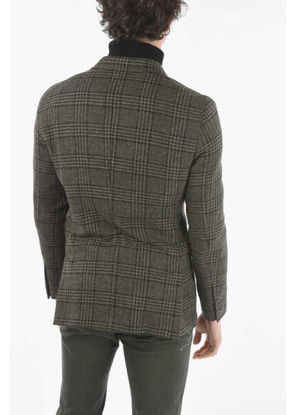 Sacouri elegante CORNELIANI Cc Collection District Check Motif Reset Double-Breasted Bla Military Green Barbati (BM 9450575) 2