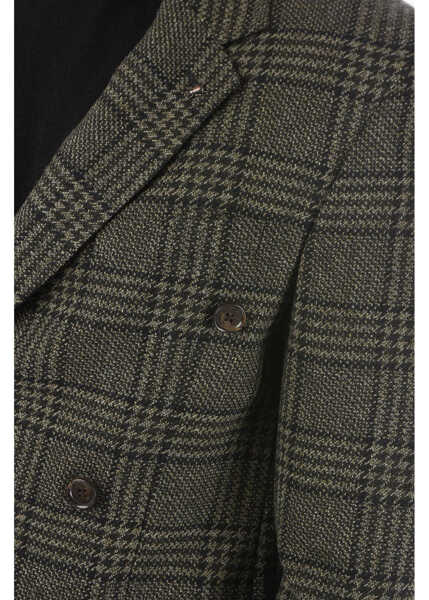 Sacouri elegante CORNELIANI Cc Collection District Check Motif Reset Double-Breasted Bla Military Green Barbati (BM 9450575) 3