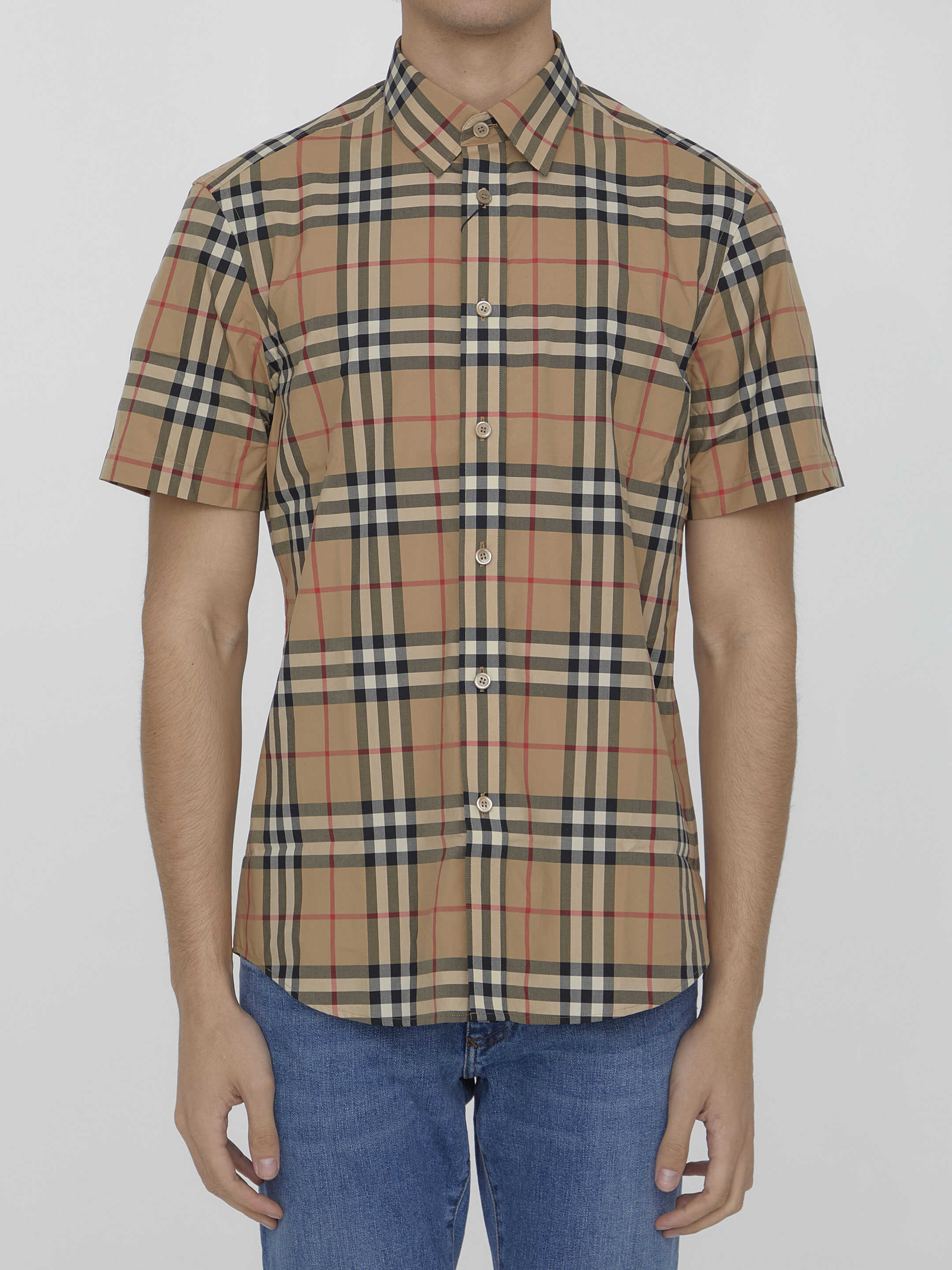 Burberry Check Cotton Shirt Beige