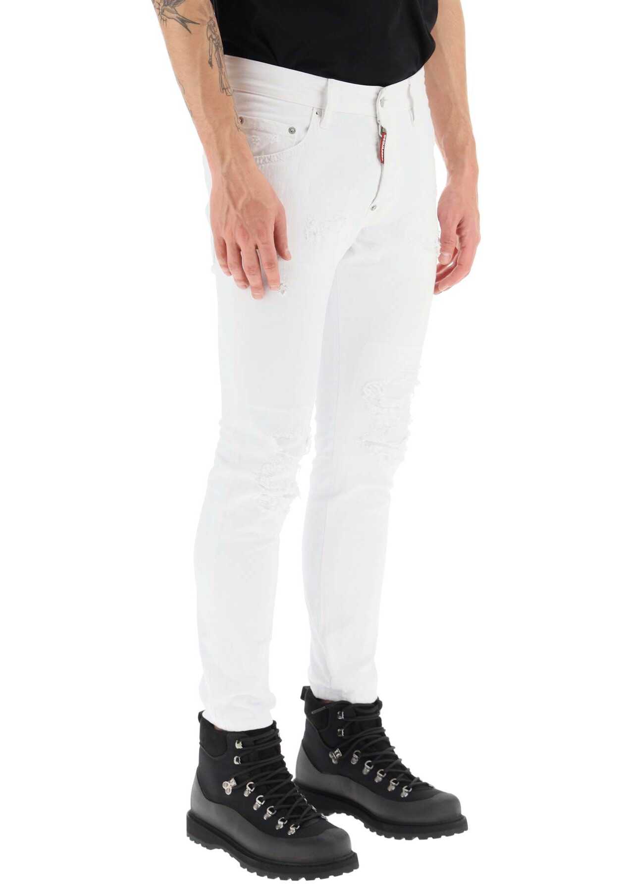 DSQUARED2 \'White Bull\' Skater Fit Jeans WHITE