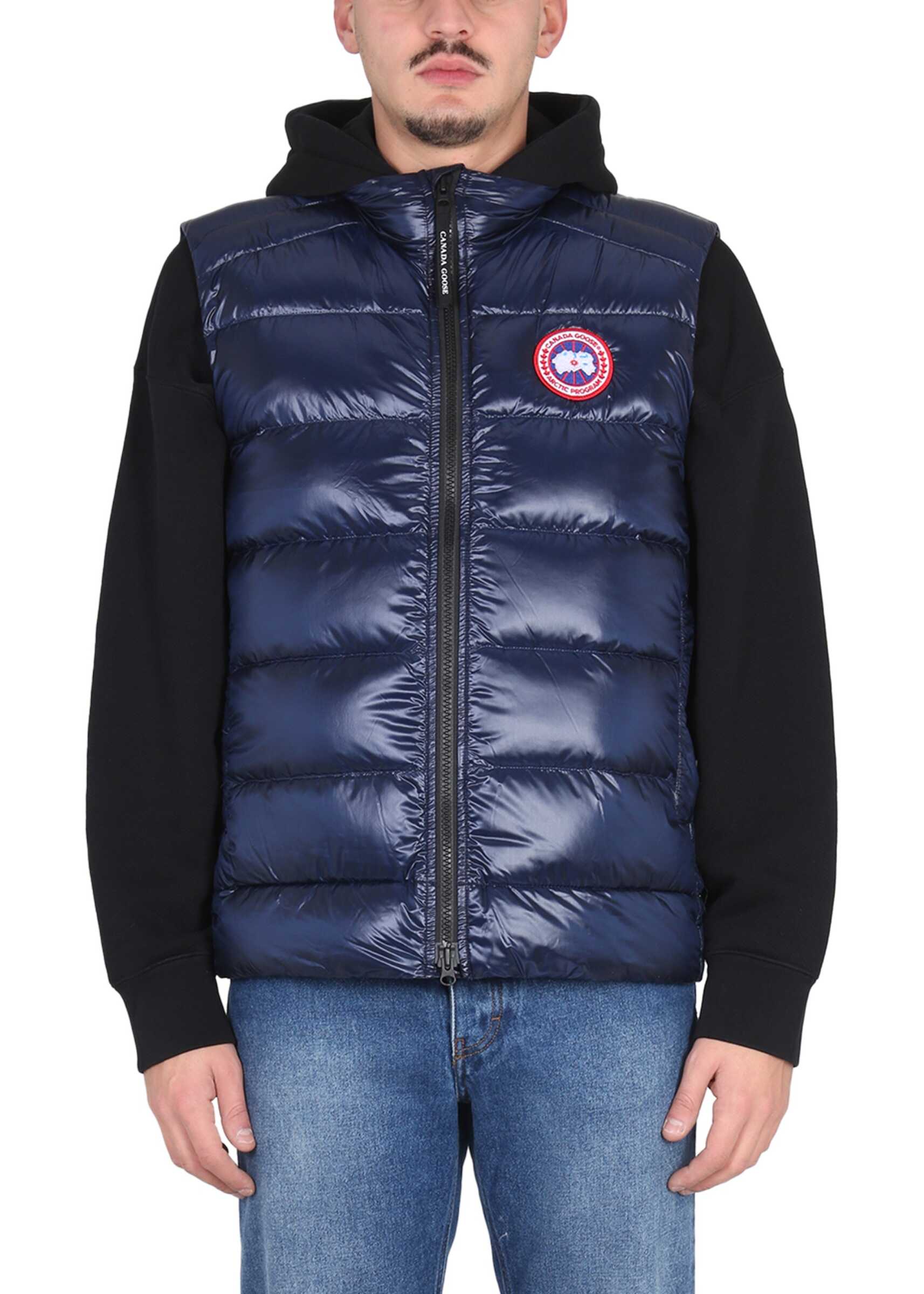 CANADA GOOSE Down Vest With Logo Patch BLUE b-mall.ro
