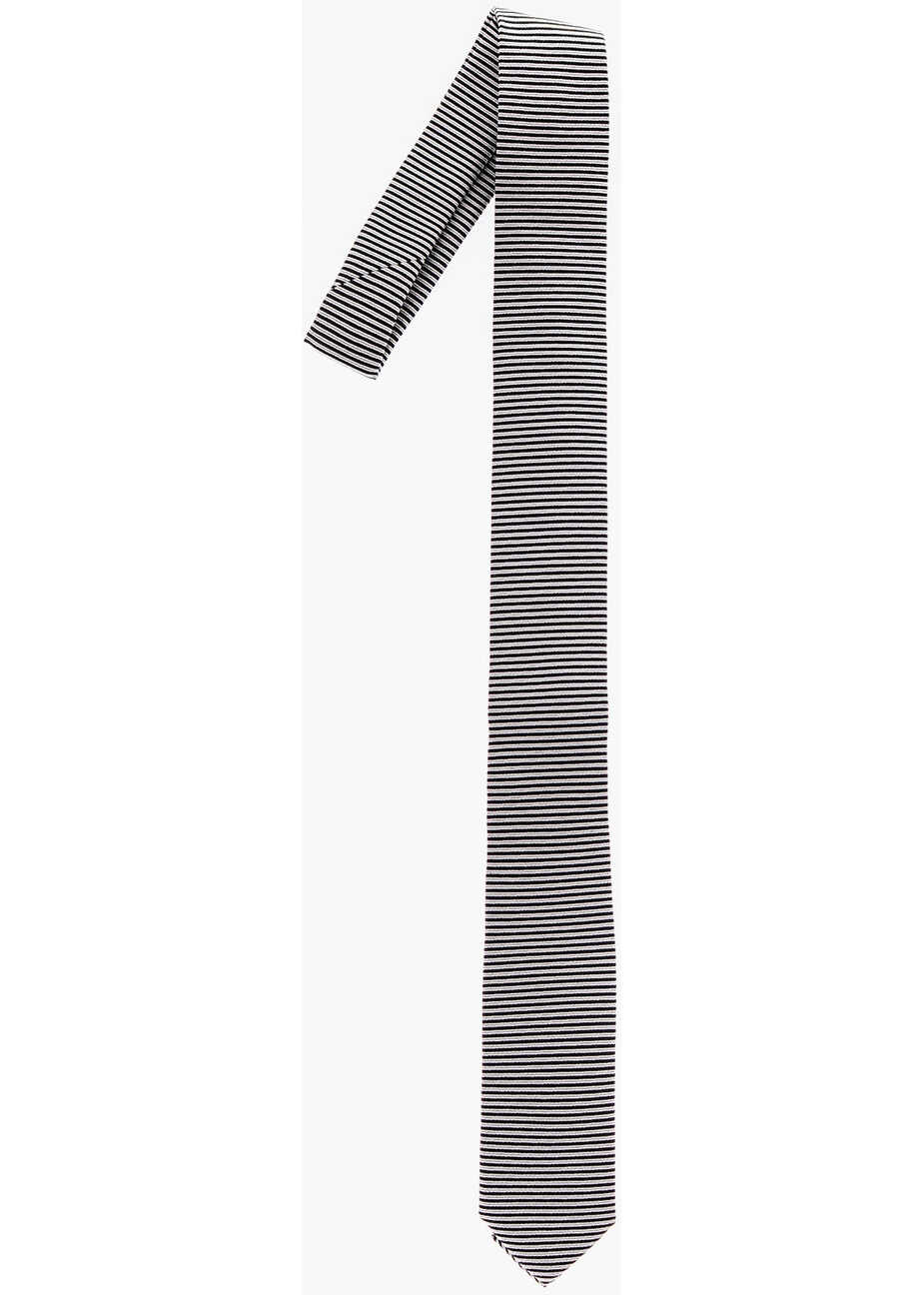 CORNELIANI Cc Collection Striped Silk Tie Black & White