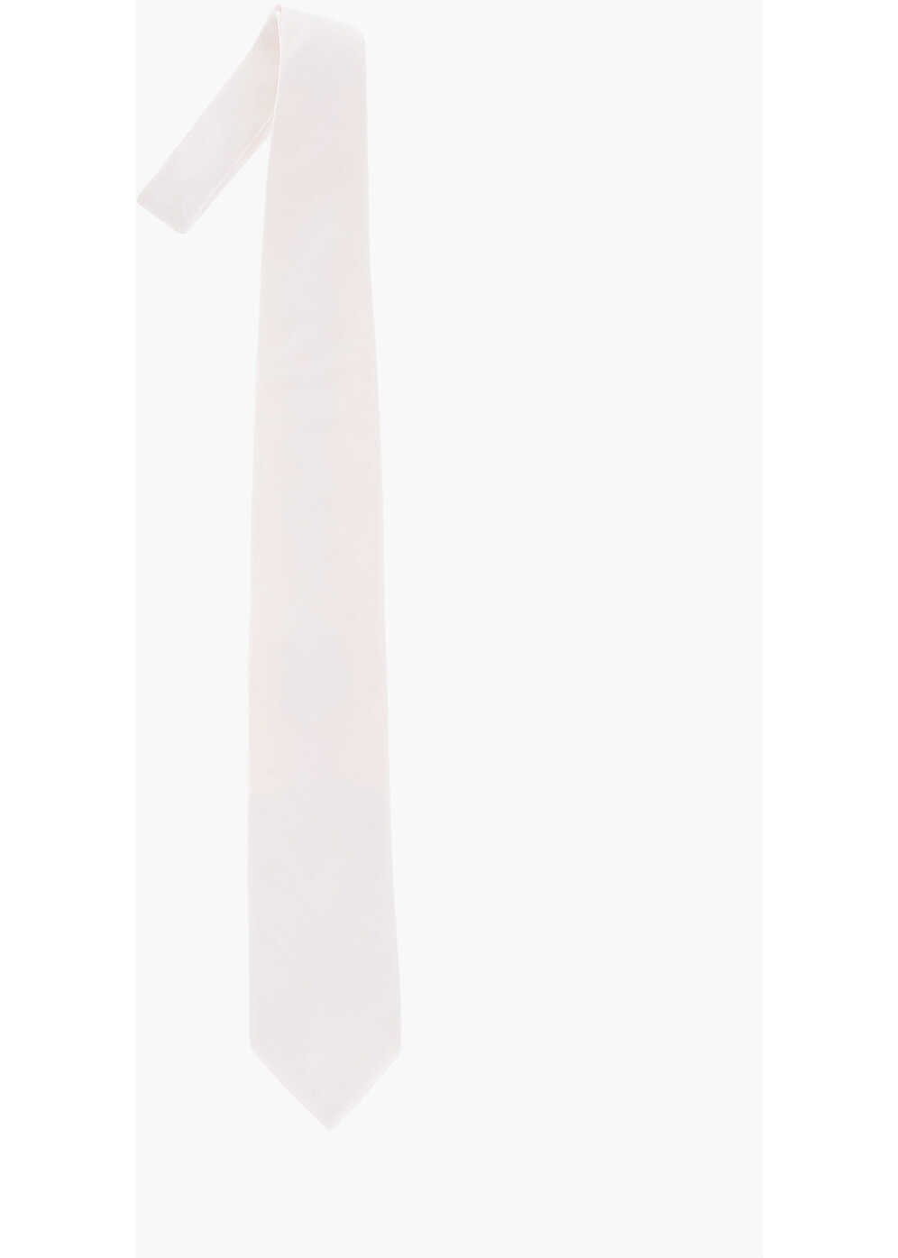 CORNELIANI Solid Color Silk Maxi Tie White