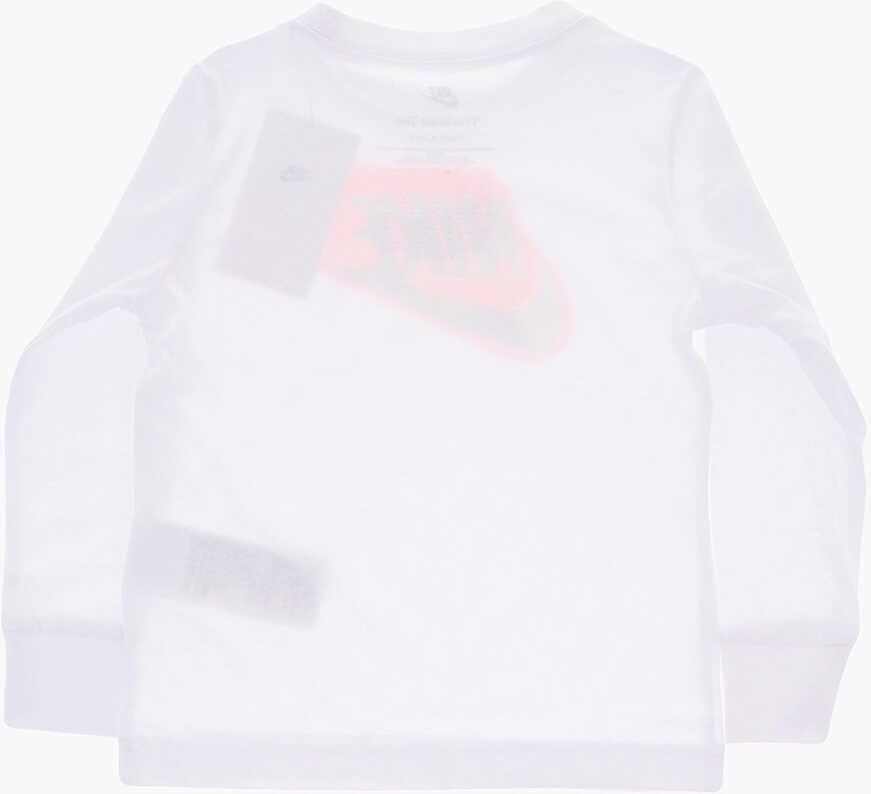 Tricouri Nike Long Sleeve Futura Crew-Neck T-Shirt With Logo-Print White Baieti (BM 9456176) 3