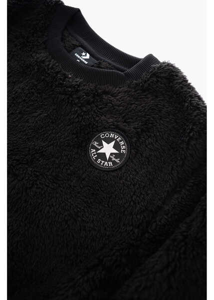 Bluze de trening Converse All Star Chuck Taylor Sherpa Crew-Neck Sweatshirt With Glitt Black Baieti (BM 9456368) 2