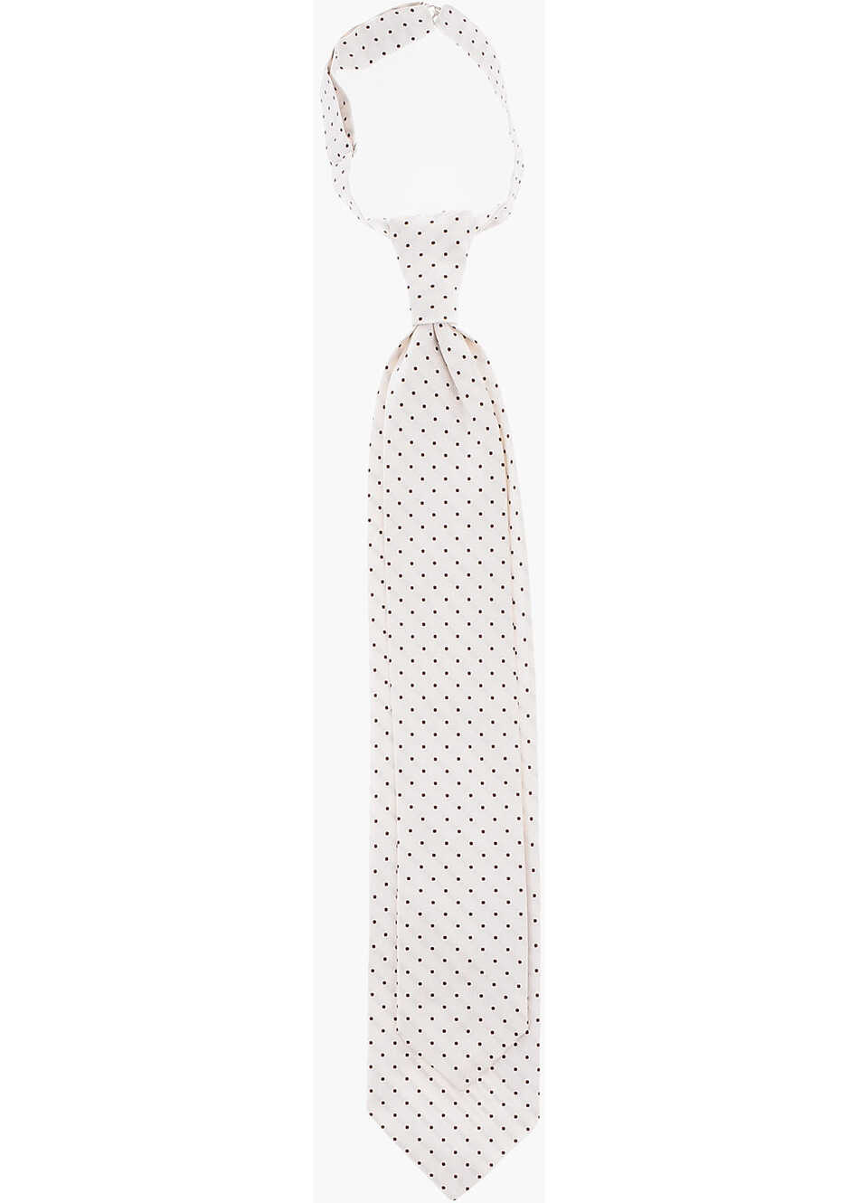 CORNELIANI Cc Collection Polka Dots Silk Ascot Tie White