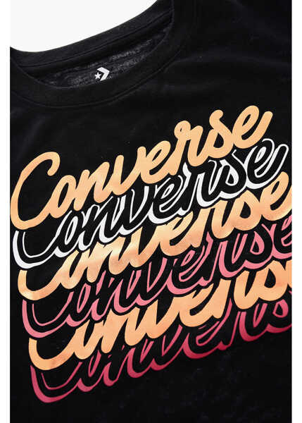 Tricouri Converse Long Sleeve T-Shirt With Printed Logo Black Baieti (BM 9458477) 2