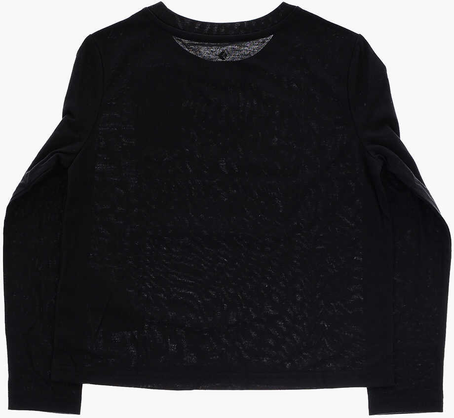 Tricouri Converse Long Sleeve T-Shirt With Printed Logo Black Baieti (BM 9458477) 3