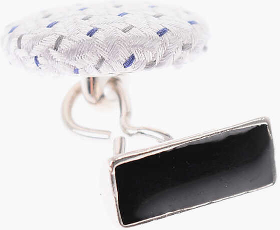 Butoni CORNELIANI Metal And Silk Round Cufflinks Silver Barbati (BM 9458687) 2