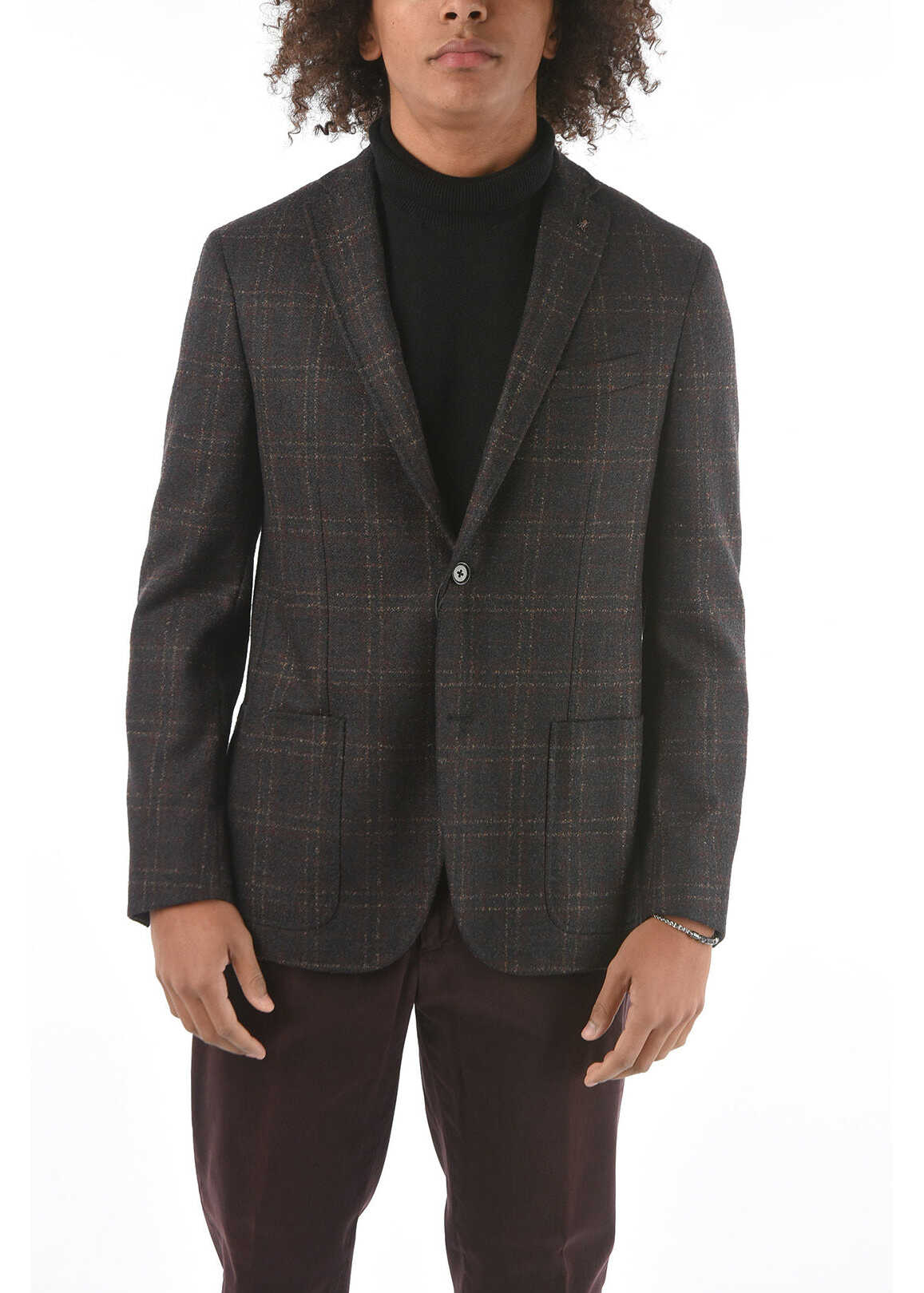 CORNELIANI Cc Collection Tweed Wool Blend Right Blazer Gray b-mall.ro