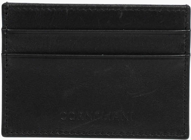 CORNELIANI Horizontal Compartment Leather Card Holder Black