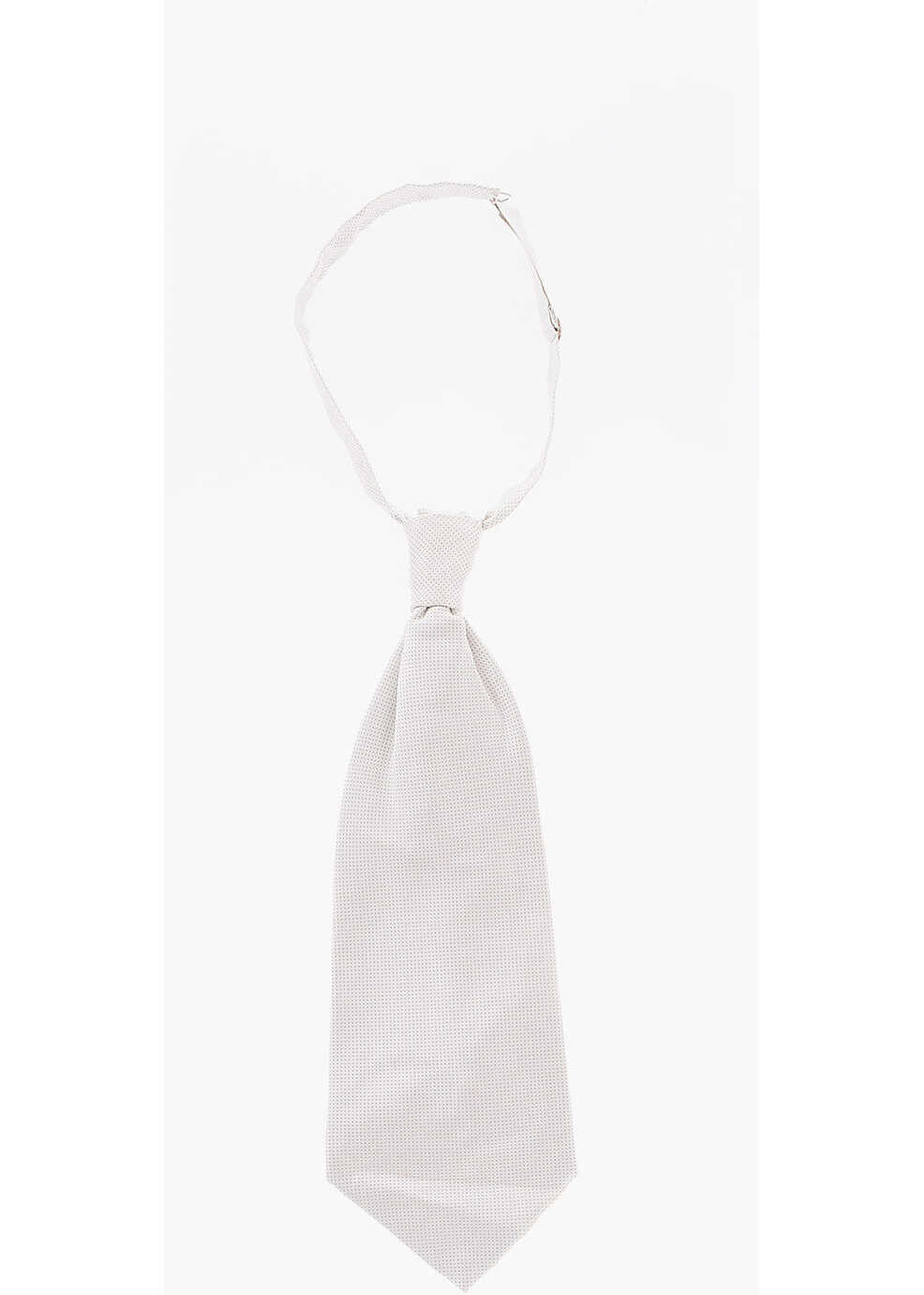 CORNELIANI Polka Dots Silk Ascot Tie White